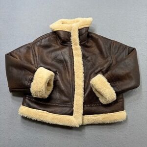Scoop Aviator Jacket Women's Large Brown Faux Shearling B3 Sherpa Bomber Coat